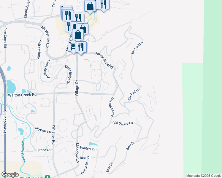 map of restaurants, bars, coffee shops, grocery stores, and more near 2617 Apres Ski Way in Steamboat Springs