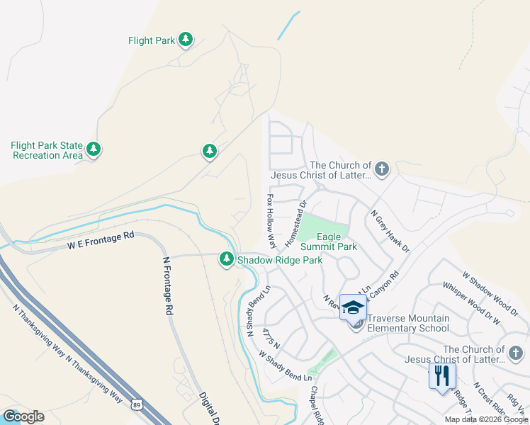 map of restaurants, bars, coffee shops, grocery stores, and more near 5214 Fox Hollow Way in Lehi