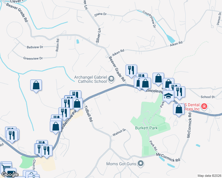 map of restaurants, bars, coffee shops, grocery stores, and more near Pennsylvania 60 in McKees Rocks
