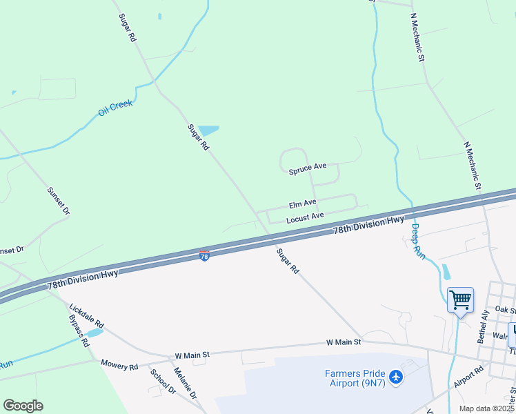 map of restaurants, bars, coffee shops, grocery stores, and more near 1 Elm Avenue in Fredericksburg