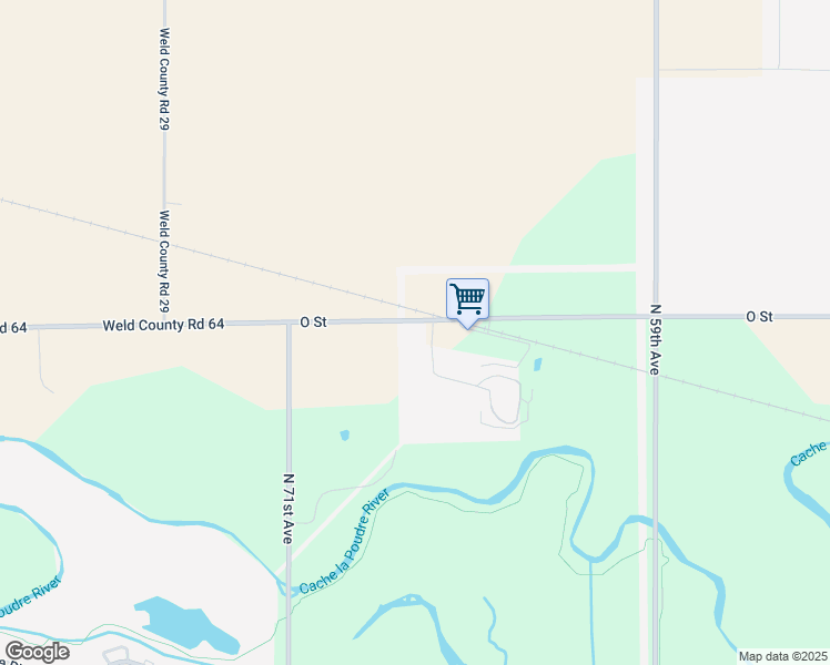 map of restaurants, bars, coffee shops, grocery stores, and more near 14514 County Road 64 in Greeley