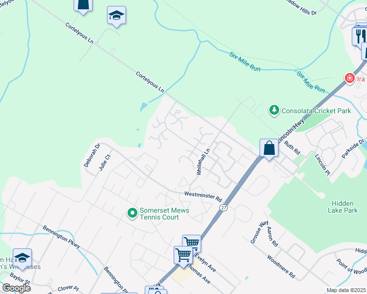 map of restaurants, bars, coffee shops, grocery stores, and more near 58 Sherborne Street in Franklin Township