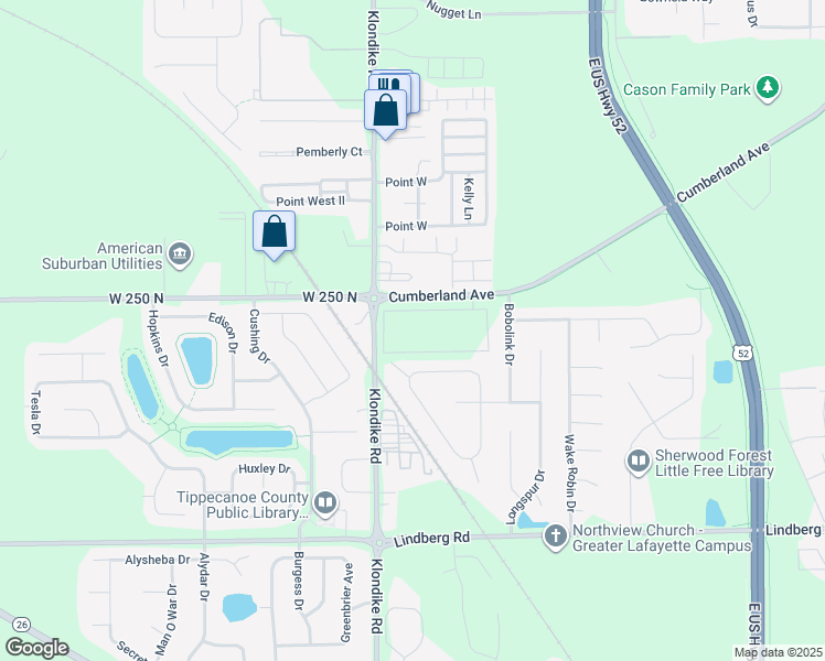 map of restaurants, bars, coffee shops, grocery stores, and more near 2878 Sheldrake Court in West Lafayette