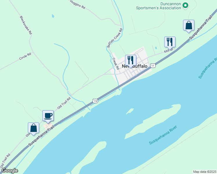 map of restaurants, bars, coffee shops, grocery stores, and more near 3244 Susquehanna Trail in Duncannon