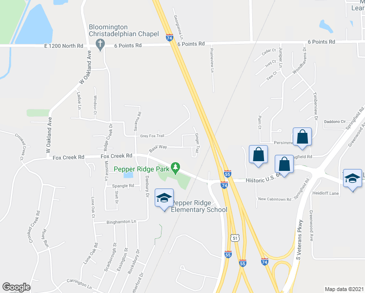 map of restaurants, bars, coffee shops, grocery stores, and more near 10 Basil Way in Bloomington
