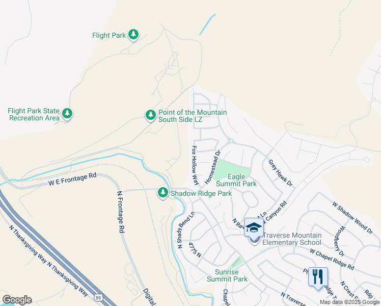 map of restaurants, bars, coffee shops, grocery stores, and more near 5217 Fox Hollow Way in Lehi