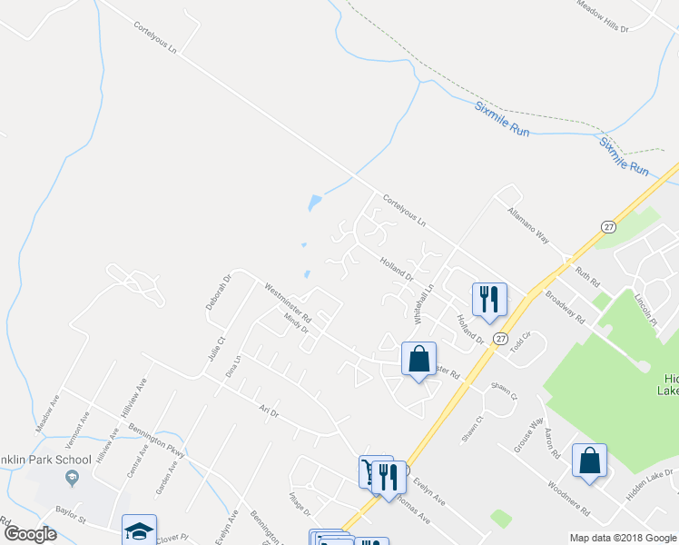 map of restaurants, bars, coffee shops, grocery stores, and more near 30 Spencer Street in Franklin Township