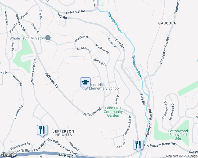 map of restaurants, bars, coffee shops, grocery stores, and more near 183 McKenzie Drive in Pittsburgh