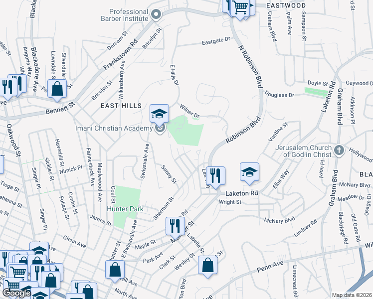 map of restaurants, bars, coffee shops, grocery stores, and more near 2048 Frankella Avenue in Pittsburgh
