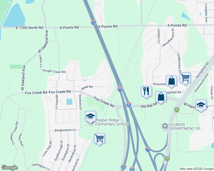 map of restaurants, bars, coffee shops, grocery stores, and more near 19 Basil Way in Bloomington