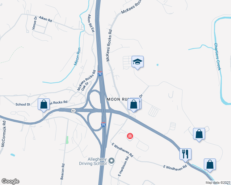 map of restaurants, bars, coffee shops, grocery stores, and more near 103 Lorish Road in Pittsburgh