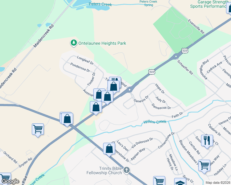 map of restaurants, bars, coffee shops, grocery stores, and more near 8537 Allentown Pike in Blandon