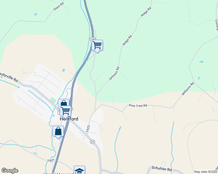 map of restaurants, bars, coffee shops, grocery stores, and more near 7272 Orthaus Road in Hereford