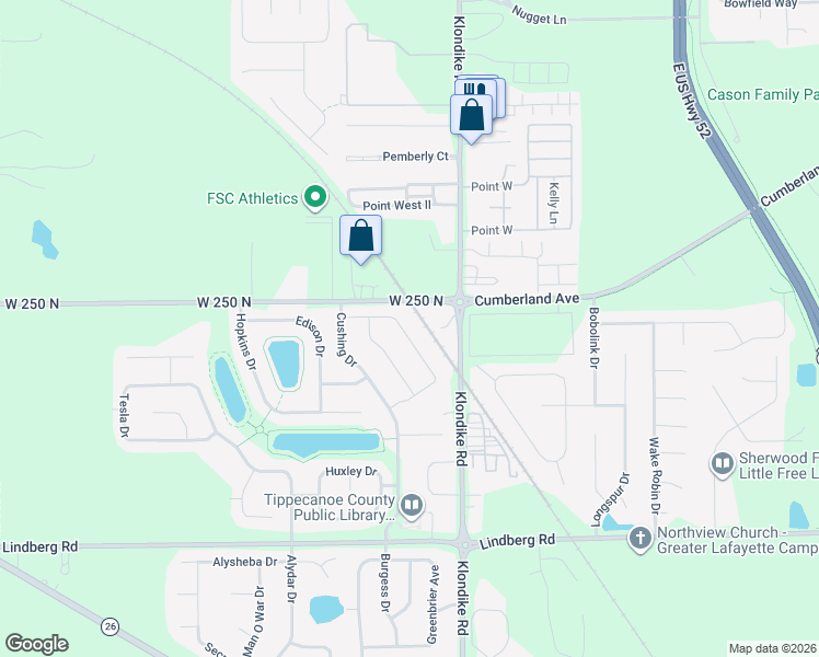 map of restaurants, bars, coffee shops, grocery stores, and more near 2427 Fleming Drive in West Lafayette