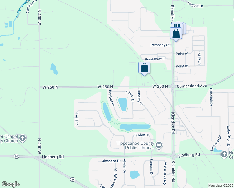 map of restaurants, bars, coffee shops, grocery stores, and more near 3407 Edison Drive in West Lafayette