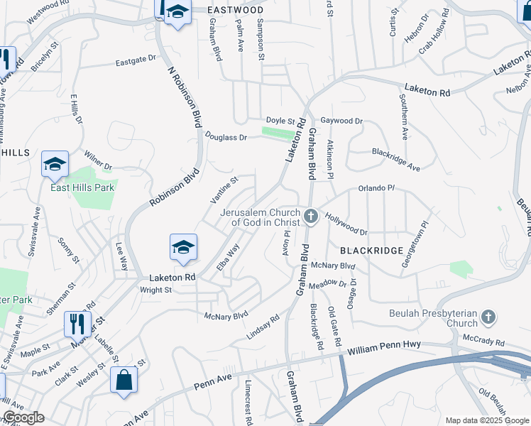 map of restaurants, bars, coffee shops, grocery stores, and more near 2201 Chalfant Street in Pittsburgh