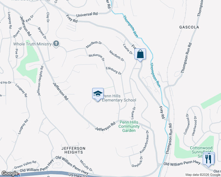 map of restaurants, bars, coffee shops, grocery stores, and more near 183 McKenzie Drive in Pittsburgh