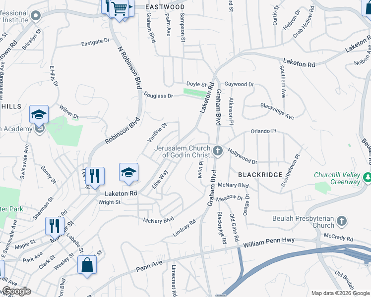 map of restaurants, bars, coffee shops, grocery stores, and more near 2201 Chalfant Street in Pittsburgh
