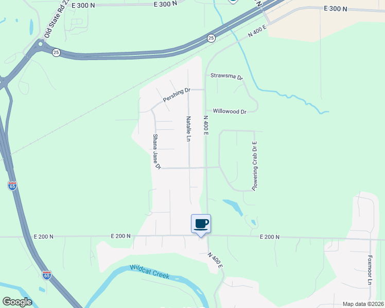 map of restaurants, bars, coffee shops, grocery stores, and more near 2311 Natalie Lane in Lafayette