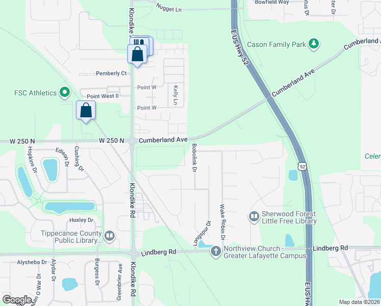 map of restaurants, bars, coffee shops, grocery stores, and more near 2315 Bobolink Dr in West Lafayette