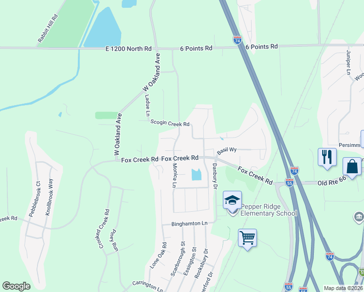 map of restaurants, bars, coffee shops, grocery stores, and more near 2 Willowbend Court in Bloomington