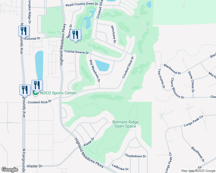 map of restaurants, bars, coffee shops, grocery stores, and more near 5907 Crooked Stick Drive in Windsor