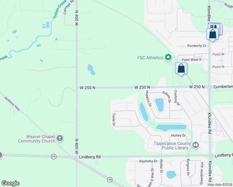 map of restaurants, bars, coffee shops, grocery stores, and more near 3675 West 250 North in West Lafayette