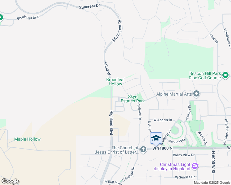 map of restaurants, bars, coffee shops, grocery stores, and more near 6571 Grant Boulevard in Highland