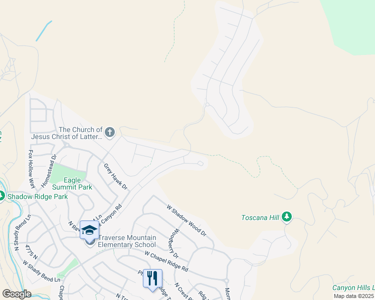 map of restaurants, bars, coffee shops, grocery stores, and more near 2191 West Northridge Drive in Lehi