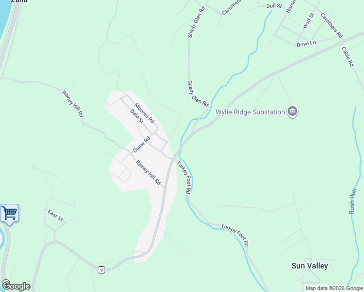 map of restaurants, bars, coffee shops, grocery stores, and more near 1604 County Highway 9 in New Cumberland