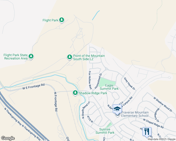 map of restaurants, bars, coffee shops, grocery stores, and more near 5263 Fox Hollow Way in Lehi