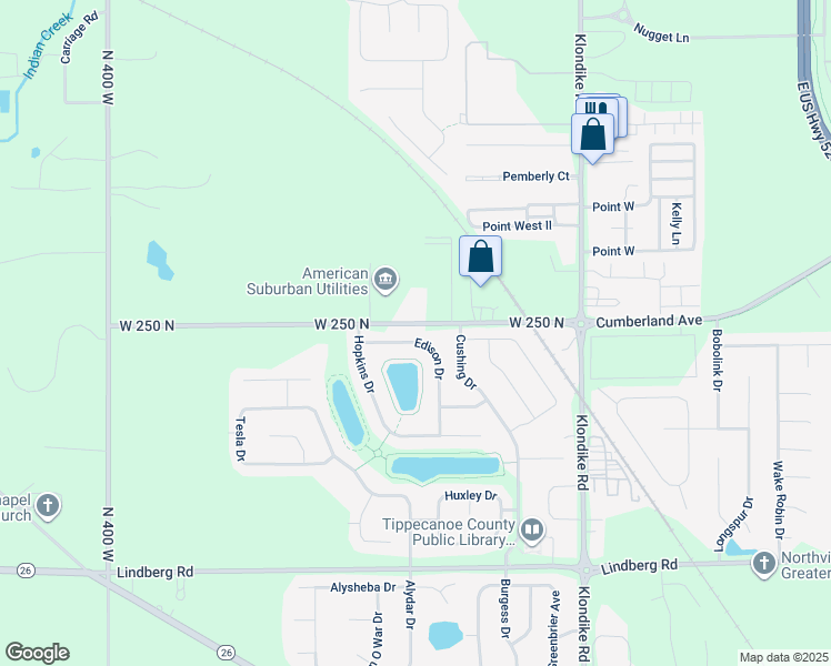 map of restaurants, bars, coffee shops, grocery stores, and more near 3349 Edison Drive in West Lafayette
