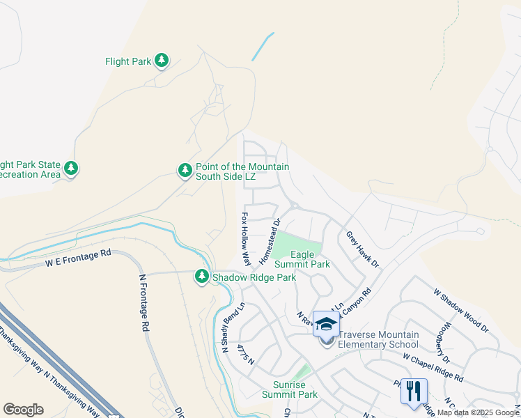 map of restaurants, bars, coffee shops, grocery stores, and more near 2831 Fox Hunters Loop in Lehi