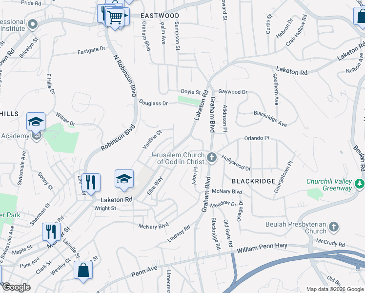 map of restaurants, bars, coffee shops, grocery stores, and more near 2201 Chalfant Street in Pittsburgh