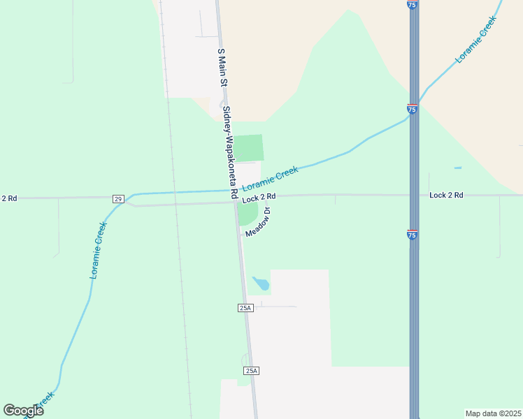 map of restaurants, bars, coffee shops, grocery stores, and more near 201 Meadow Drive in Botkins