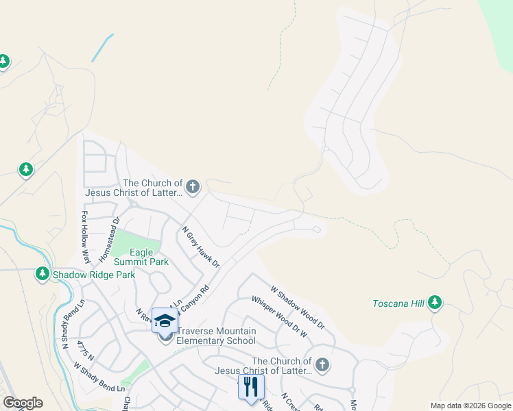 map of restaurants, bars, coffee shops, grocery stores, and more near 2198 West Northridge Drive in Lehi
