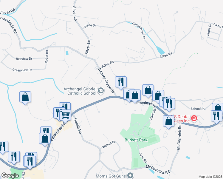 map of restaurants, bars, coffee shops, grocery stores, and more near 12 Beaver Grade Road in McKees Rocks