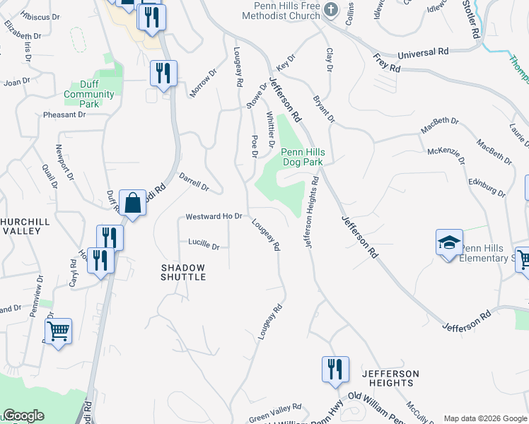 map of restaurants, bars, coffee shops, grocery stores, and more near 113 Windsor Drive in Pittsburgh