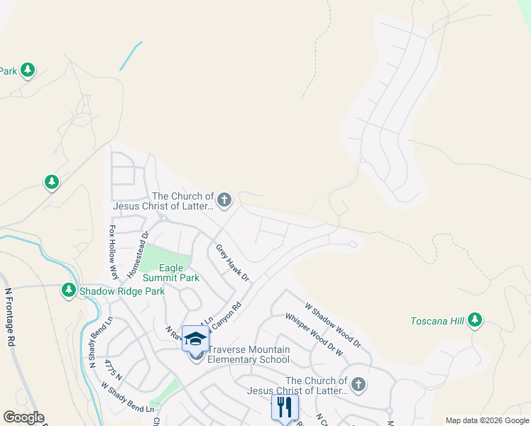 map of restaurants, bars, coffee shops, grocery stores, and more near 2284 West Northridge Drive in Lehi