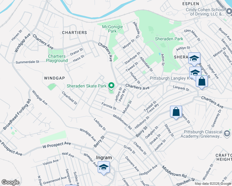 map of restaurants, bars, coffee shops, grocery stores, and more near in Pittsburgh