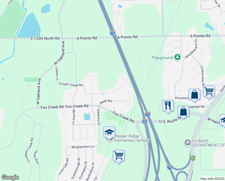 map of restaurants, bars, coffee shops, grocery stores, and more near 2423 Grey Fox Trail in Bloomington