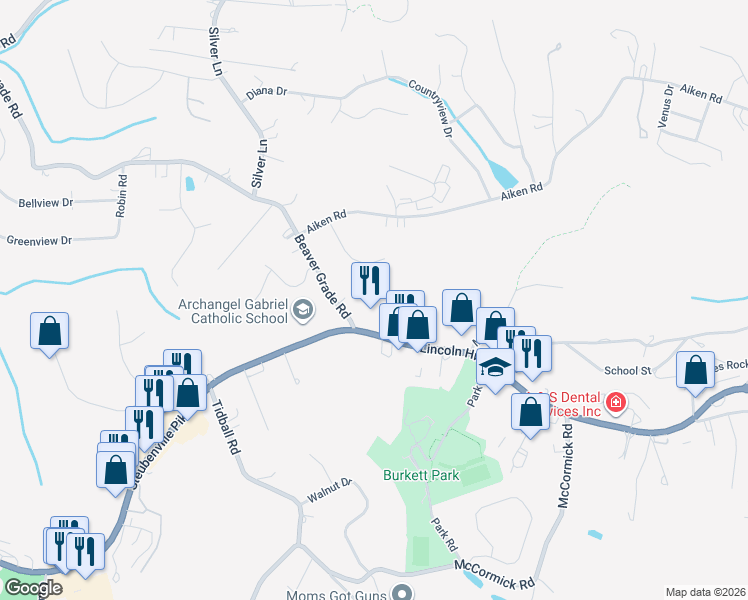map of restaurants, bars, coffee shops, grocery stores, and more near 37 Robin Hill Drive in McKees Rocks