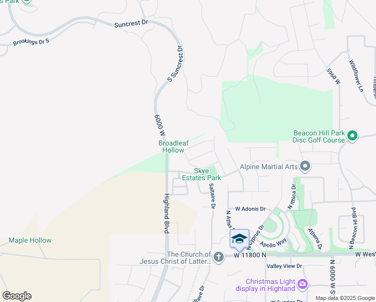 map of restaurants, bars, coffee shops, grocery stores, and more near 6504 West Muirfield Road in Highland
