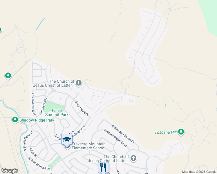 map of restaurants, bars, coffee shops, grocery stores, and more near 2185 West Swift Fox Drive in Lehi