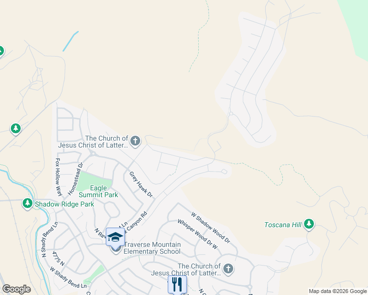 map of restaurants, bars, coffee shops, grocery stores, and more near 2197 West Swift Fox Drive in Lehi