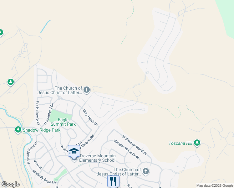 map of restaurants, bars, coffee shops, grocery stores, and more near 2203 West Swift Fox Drive in Lehi