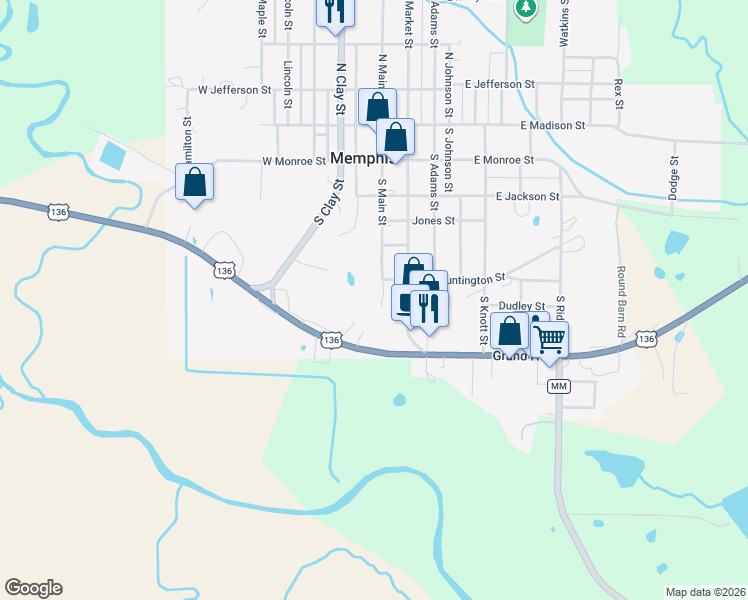 map of restaurants, bars, coffee shops, grocery stores, and more near 423 South Main Street in Memphis