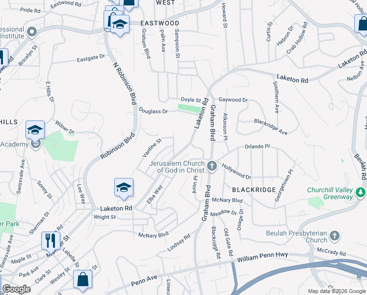 map of restaurants, bars, coffee shops, grocery stores, and more near 1708 Turner Street in Pittsburgh