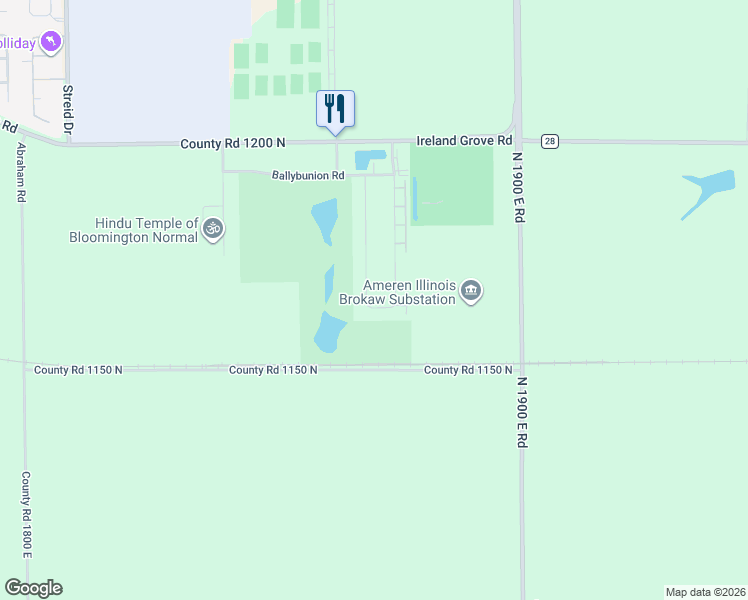 map of restaurants, bars, coffee shops, grocery stores, and more near 1918 Dunraven Road in Bloomington