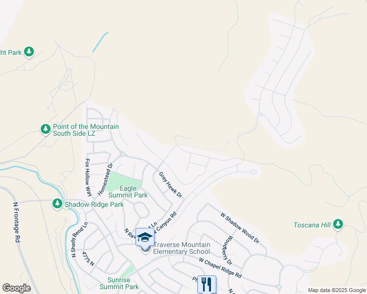 map of restaurants, bars, coffee shops, grocery stores, and more near 2342 West Northridge Drive in Lehi